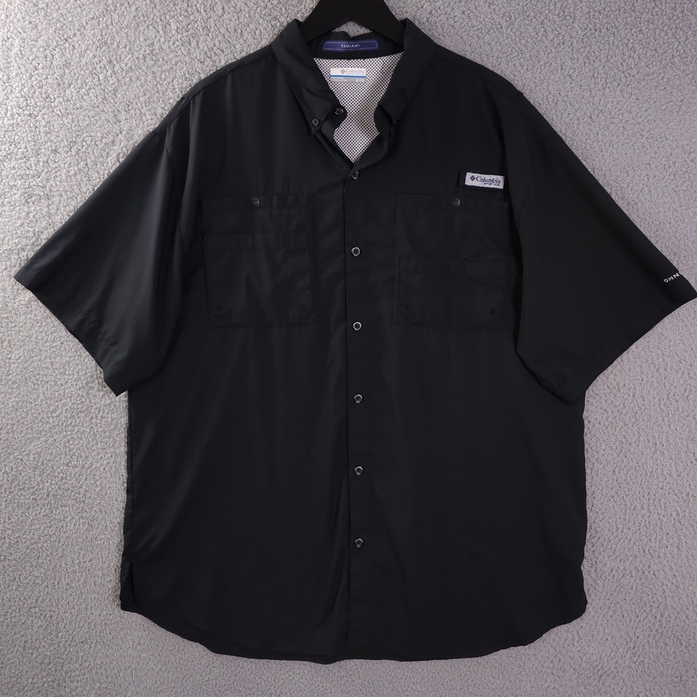 Columbia PFG Shirt Mens XL Black Tamiami Omni Shade Vented Button Down Fishing